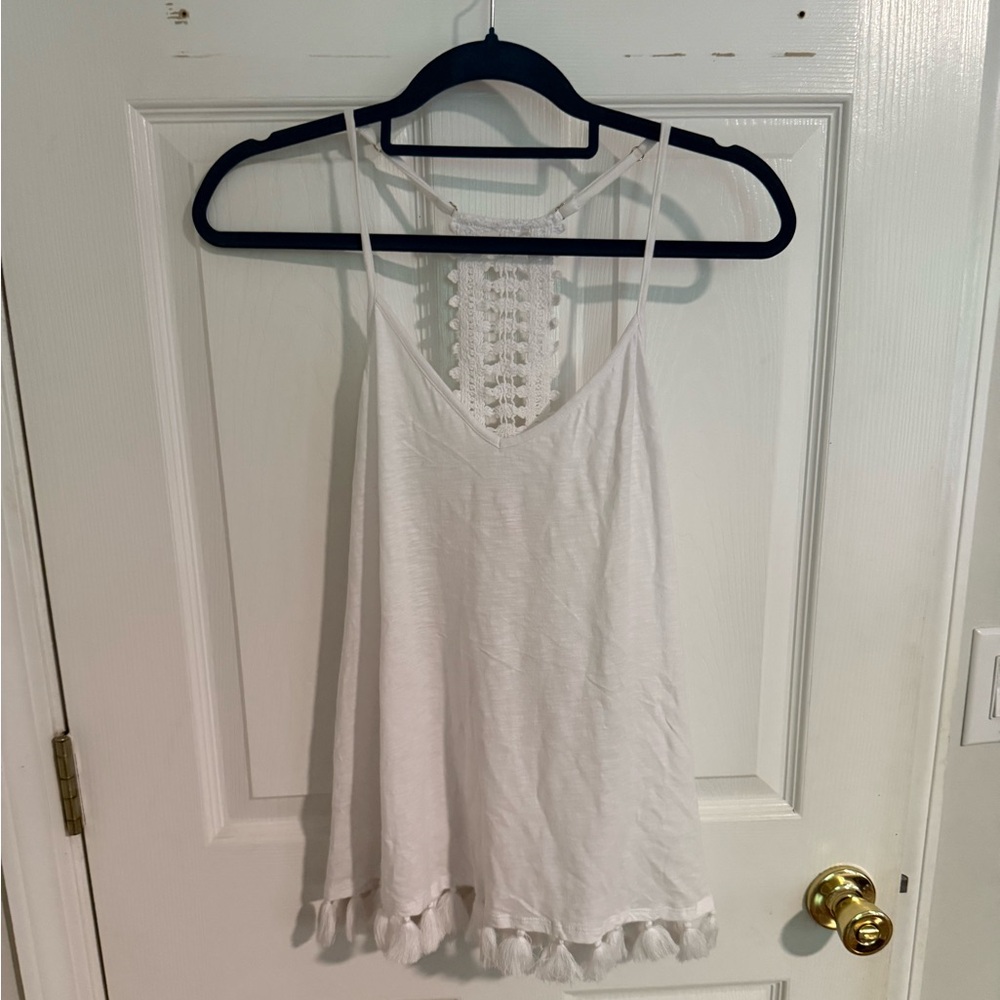 Lilly Pulitzer NWT Nya Tank Size Small Resort White Tassel Hem